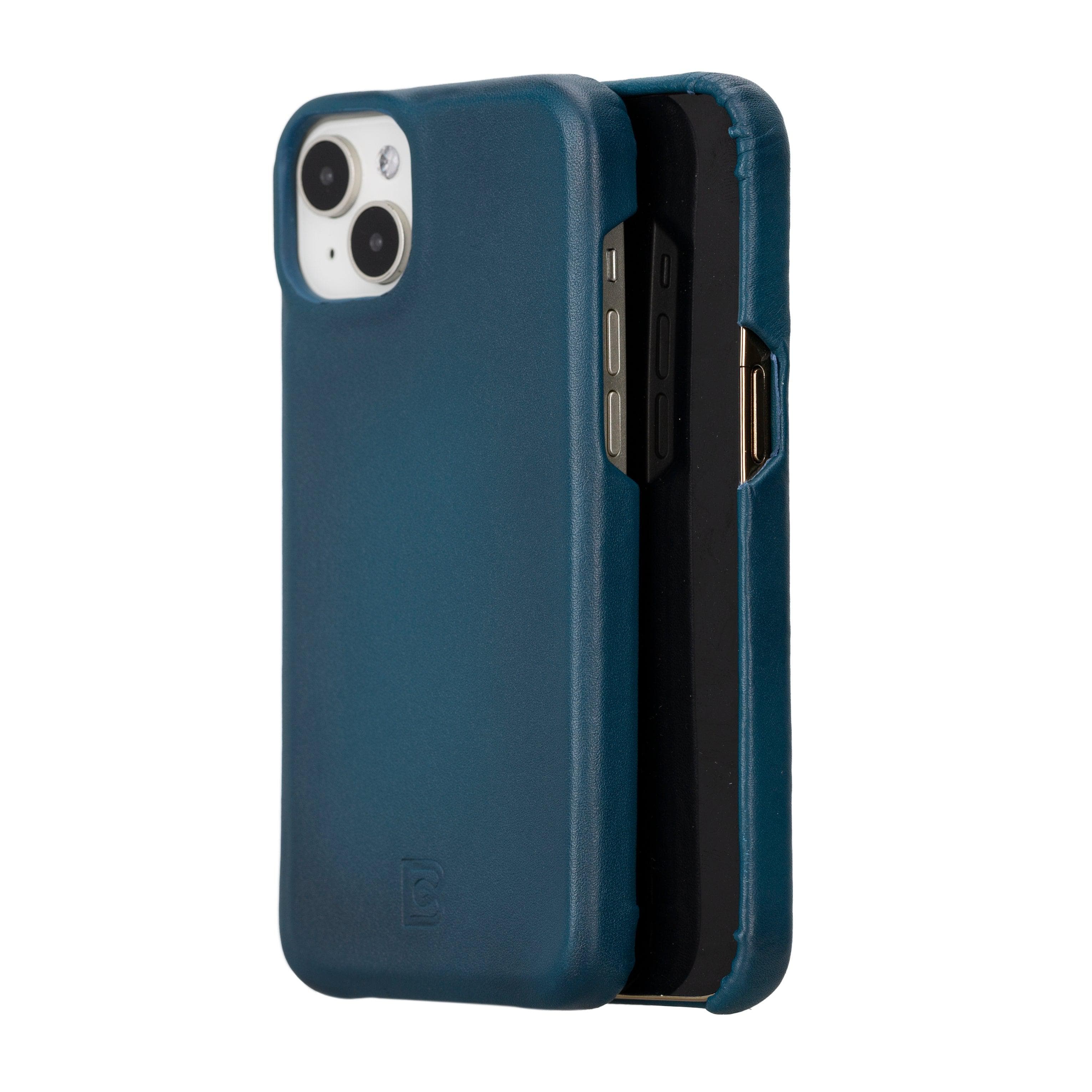 F360 iPhone 16 Full Genuine Leather Back Cover Blue Bouletta