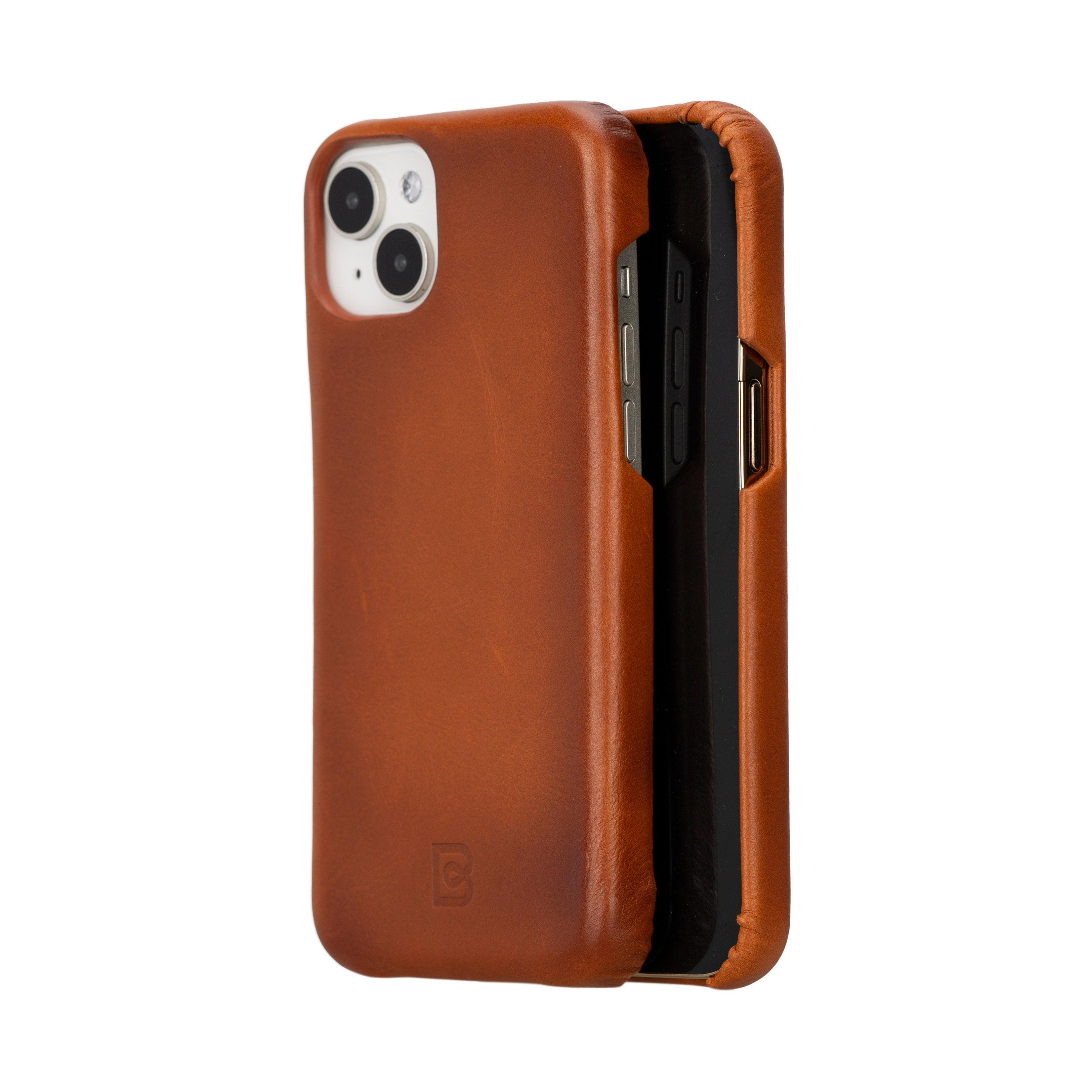 F360 iPhone 16 Full Genuine Leather Back Cover Tan Bouletta