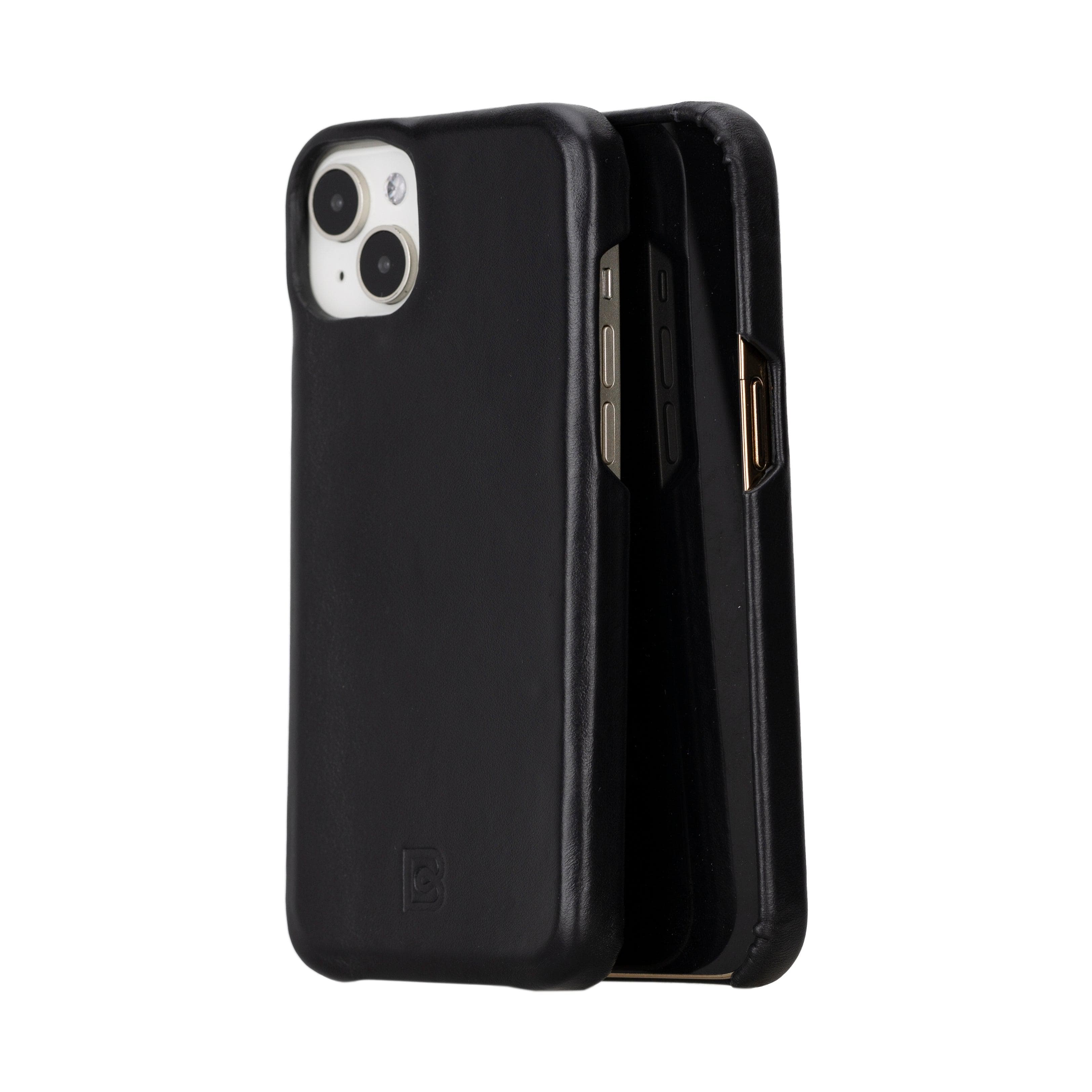 F360 iPhone 16 Plus Full Genuine Leather Back Cover Black Bouletta