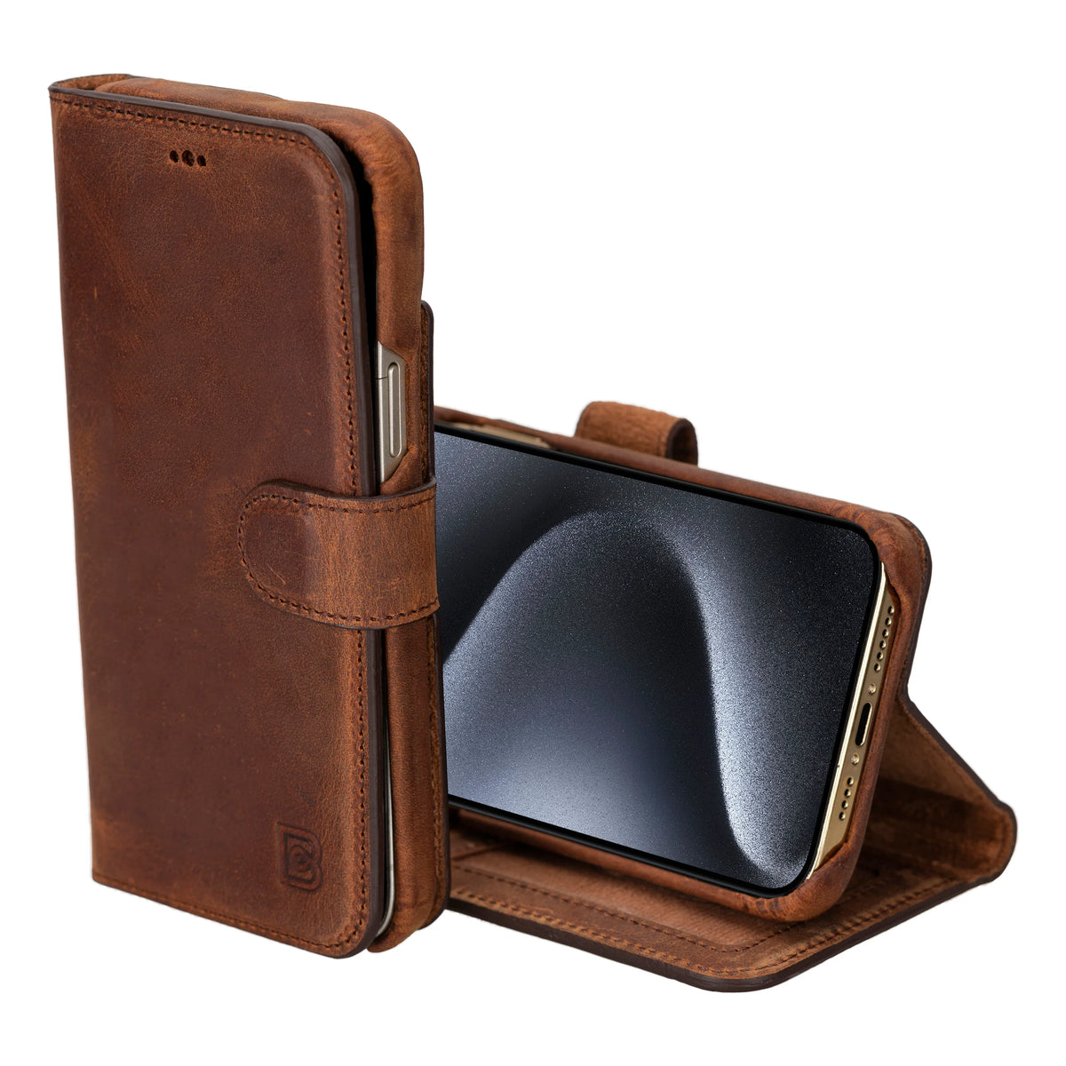 F360 Magic Leather I Phone 16 Pro Max Detachable Wallet Case Saddle Brown Bouletta