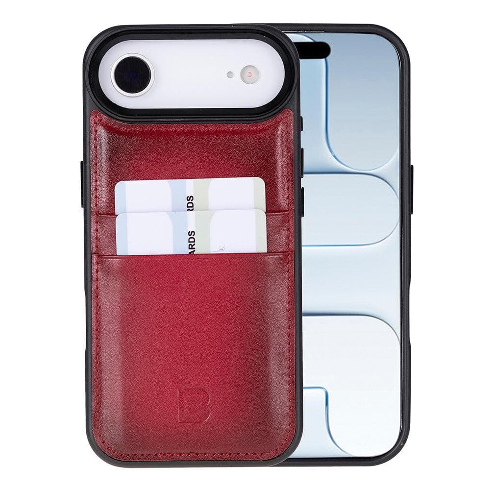Flex Cover Leather iPhone 17 Air Case with Card Holder Red Bouletta