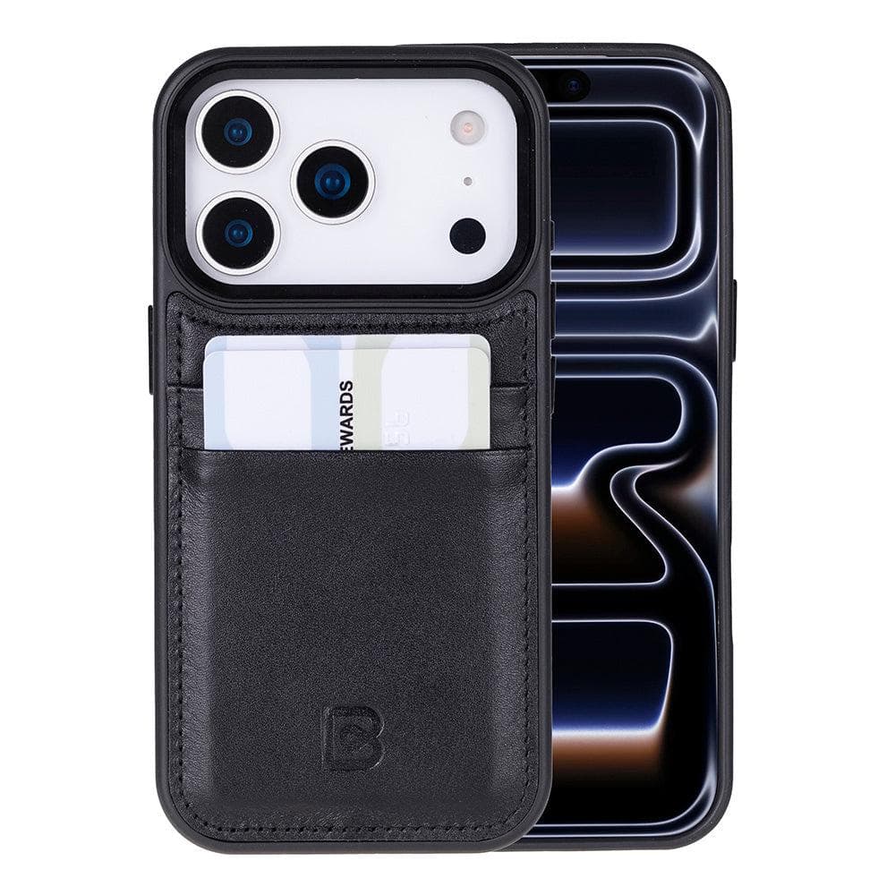 Flex Cover Leather iPhone 17 Pro Case with Card Holder Black Bouletta