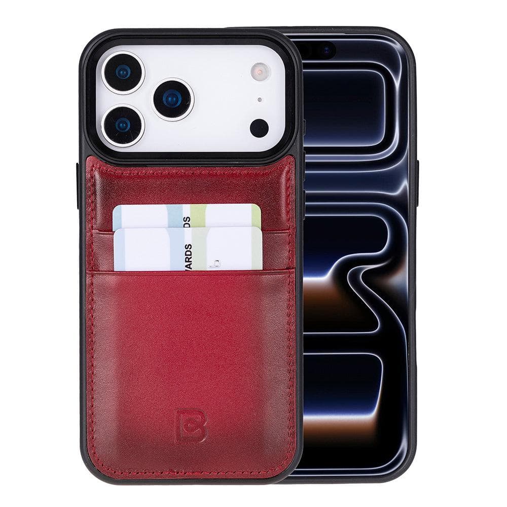 Flex Cover Leather iPhone 17 Pro Max Case with Card Holder Red Bouletta