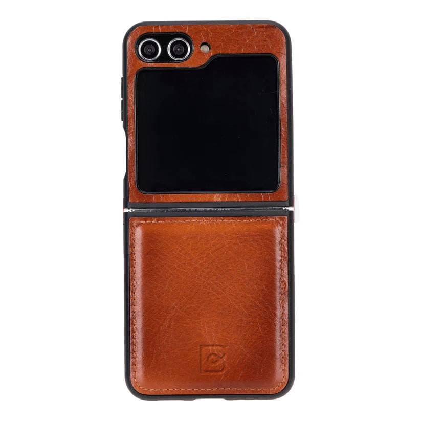 Flex Samsung Z Flip 5 Leather Back Cover Case Tan Bouletta