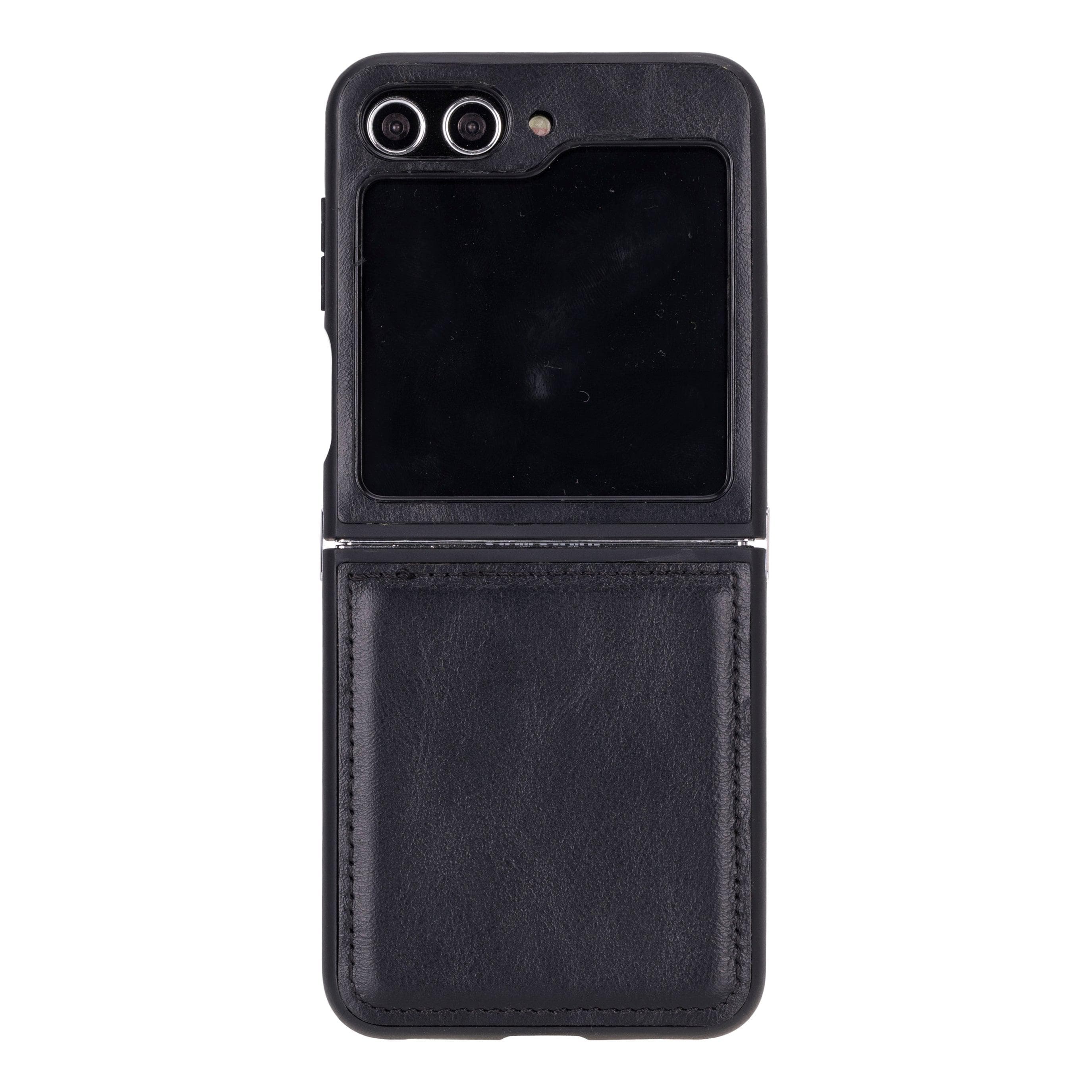 Flex Samsung Z Flip 5 Leather Back Cover Case Black Bouletta