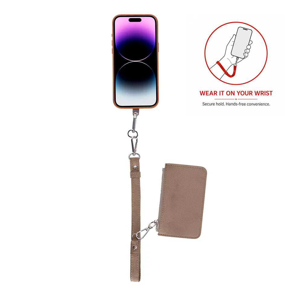 FlexGo Leather Phone Strap & Wallet Set – Clip-On Flex Bouletta