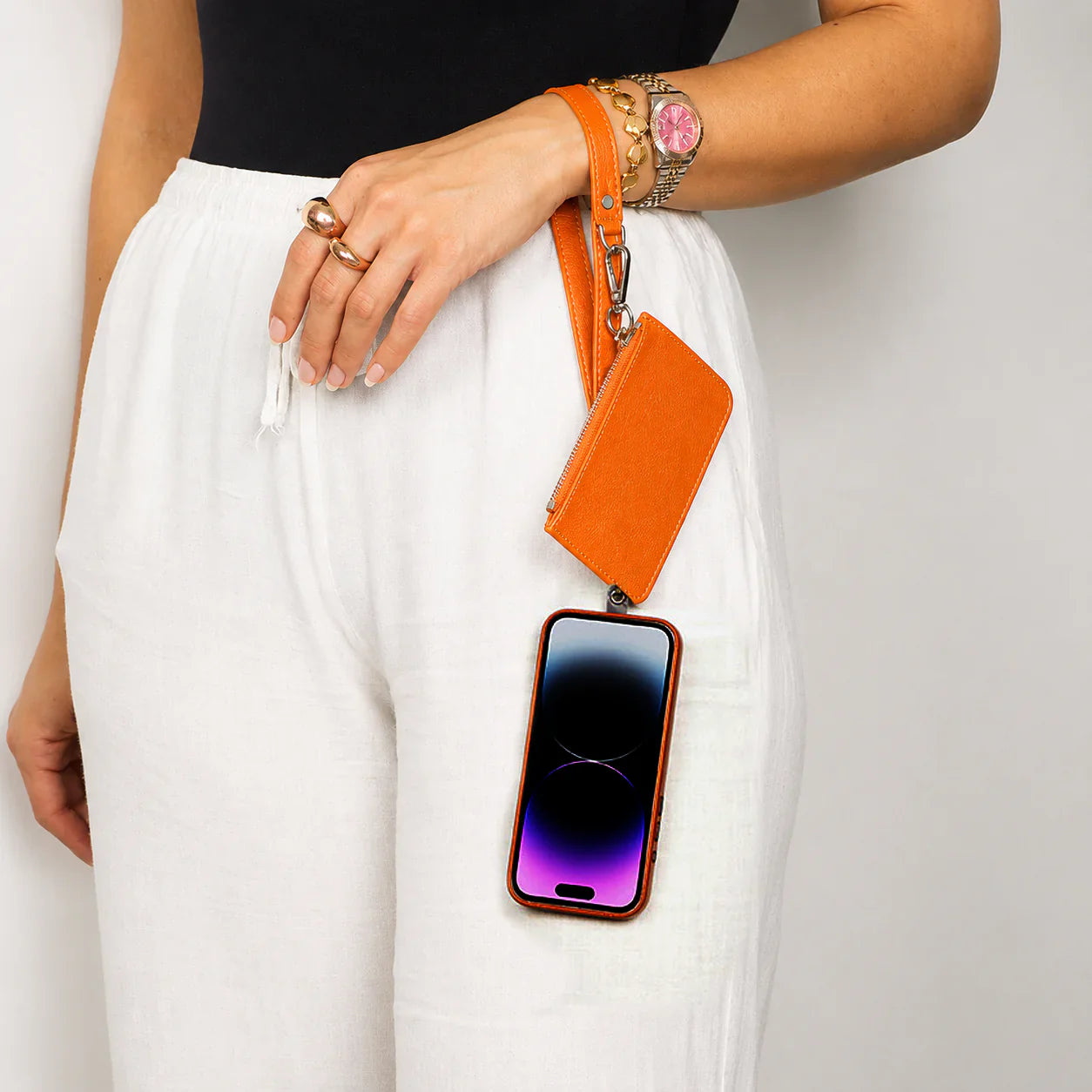 FlexGo Leather Phone Strap & Wallet Set – Clip-On Flex Bouletta