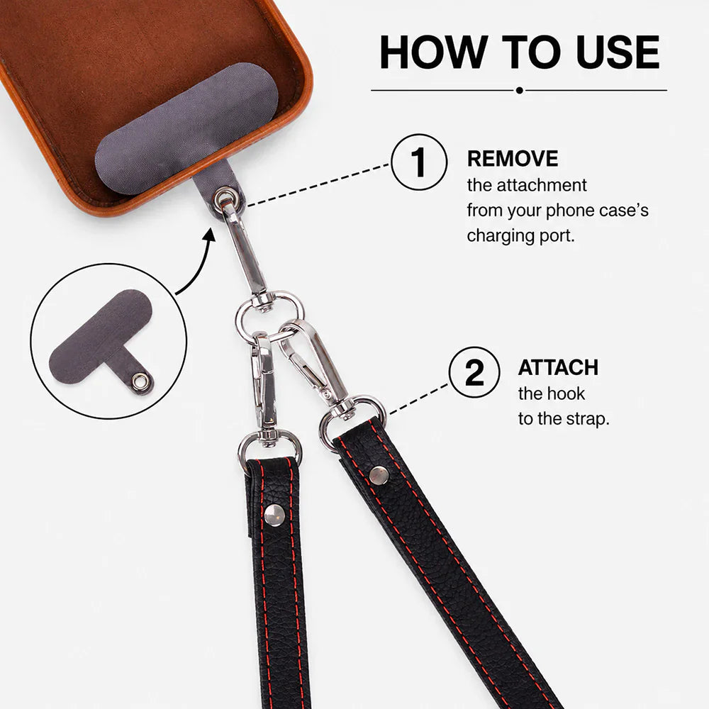 FlexGo Leather Phone Strap & Wallet Set – Clip-On Flex Bouletta