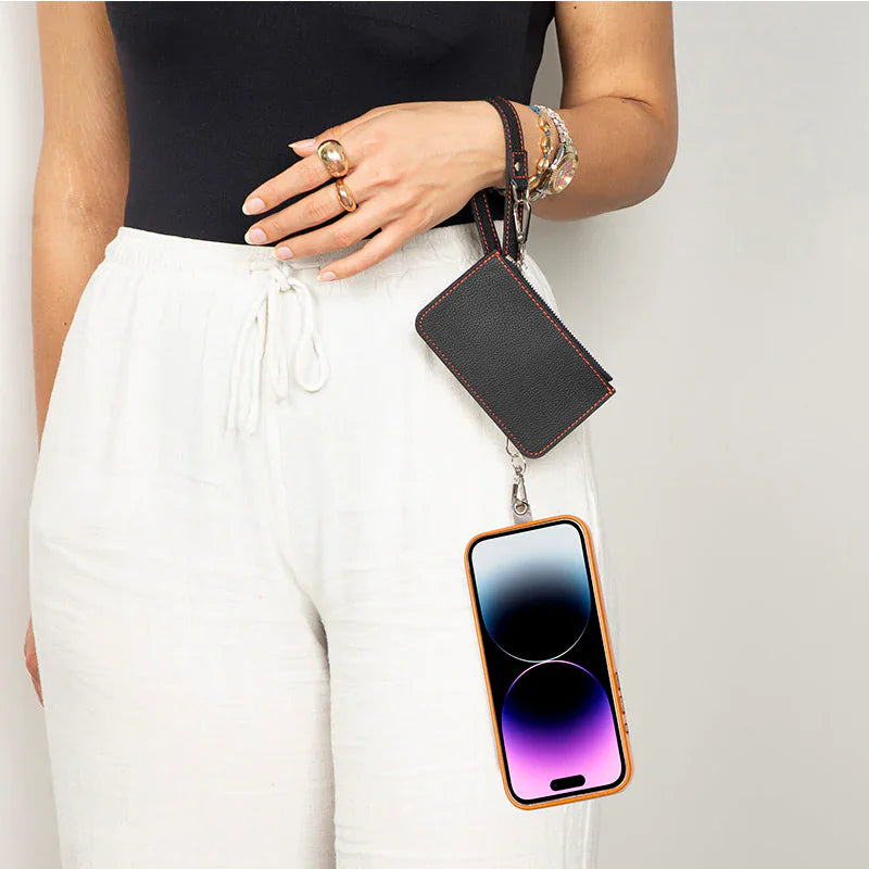 FlexGo Leather Phone Strap & Wallet Set – Clip-On Flex Bouletta