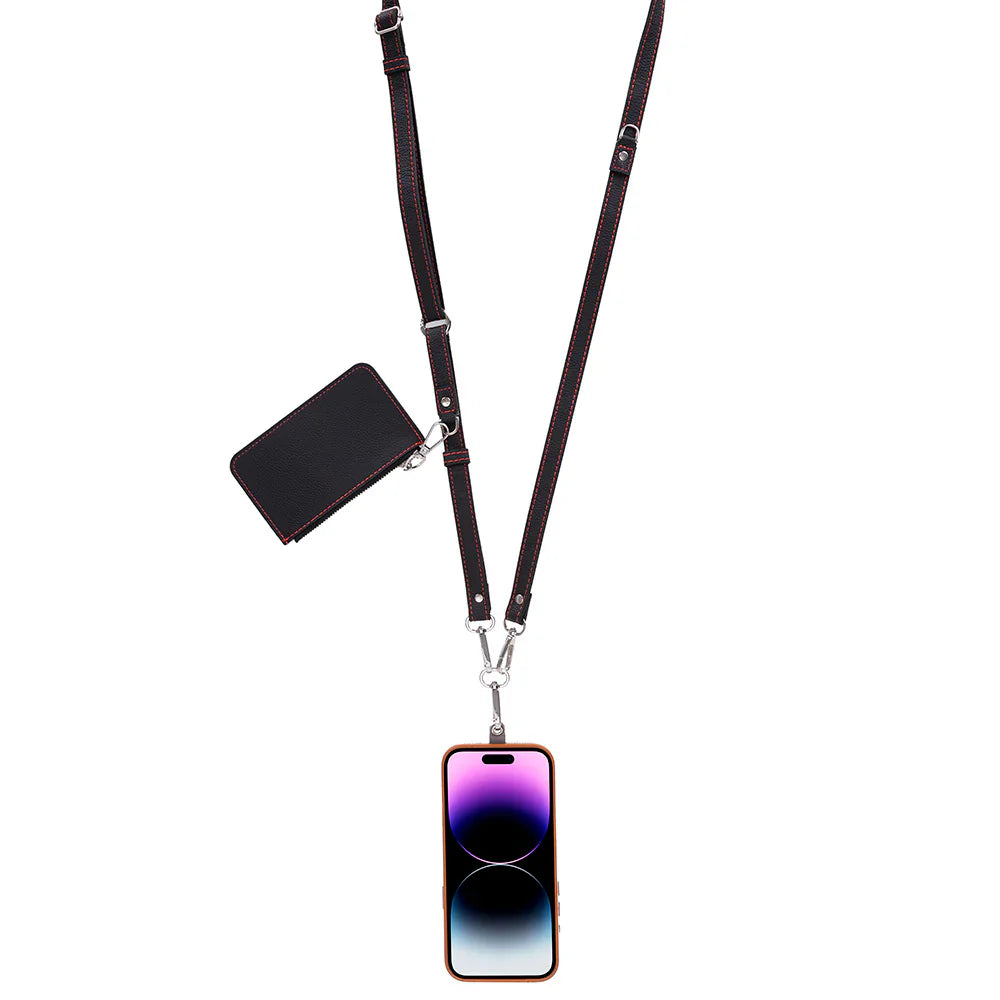 FlexGo Leather Phone Strap & Wallet Set – Clip-On Flex Bouletta