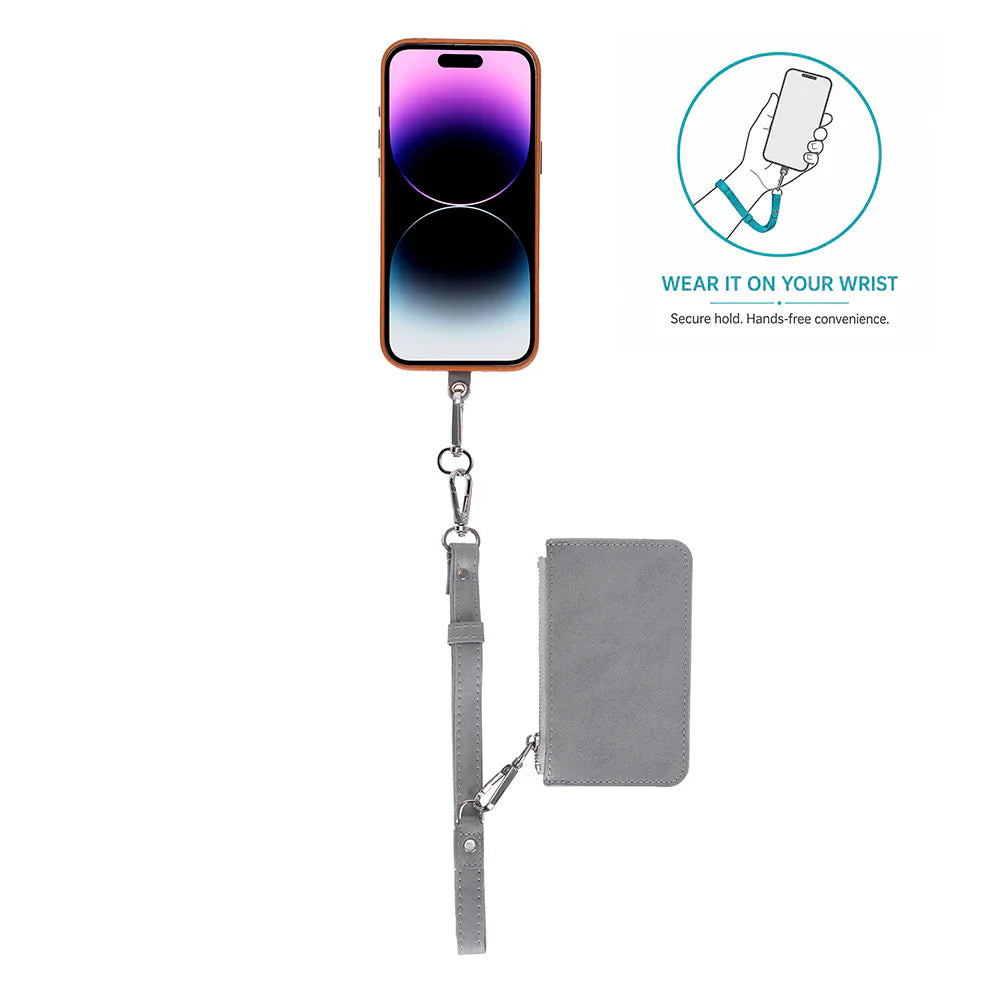 FlexGo Leather Phone Strap & Wallet Set – Clip-On Flex Bouletta