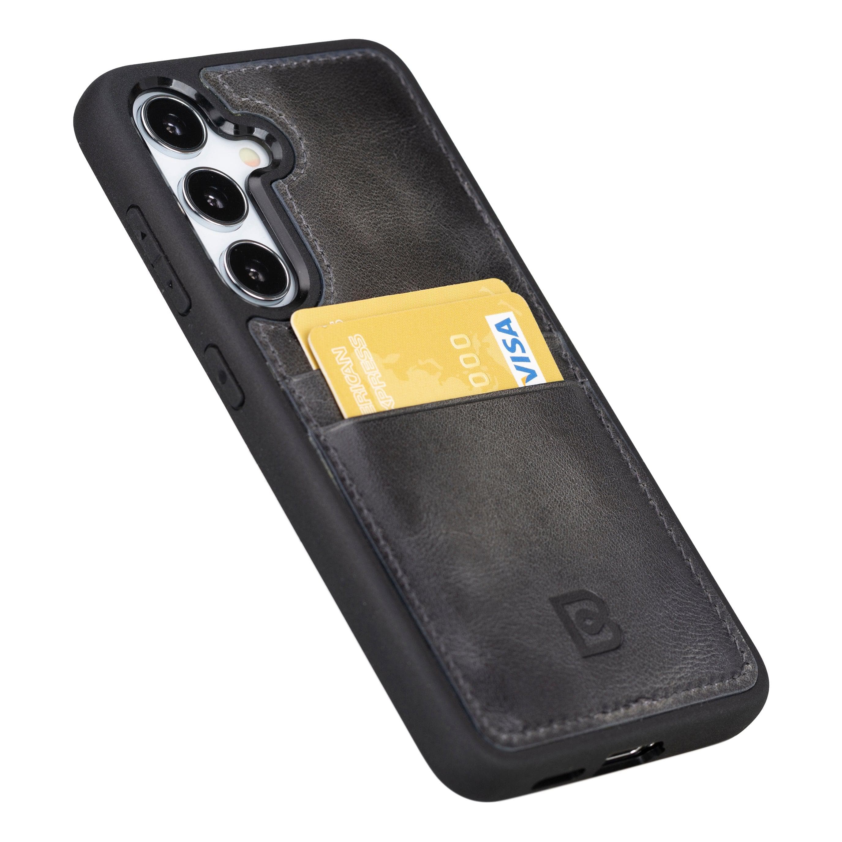 Flexible Leather Back Cover with CardHolder for Samsung Galaxy S24 Series Bouletta