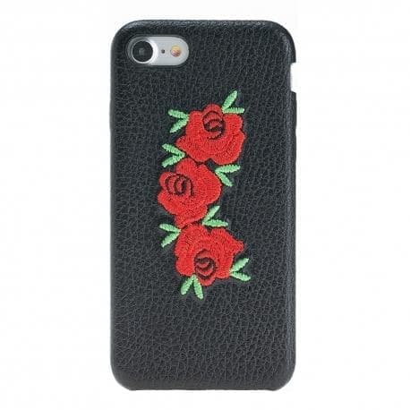 Full Cover iPhone 7/8/SE Genuine Leather Case / FC - Full Cover Floater Black Rose Bouletta