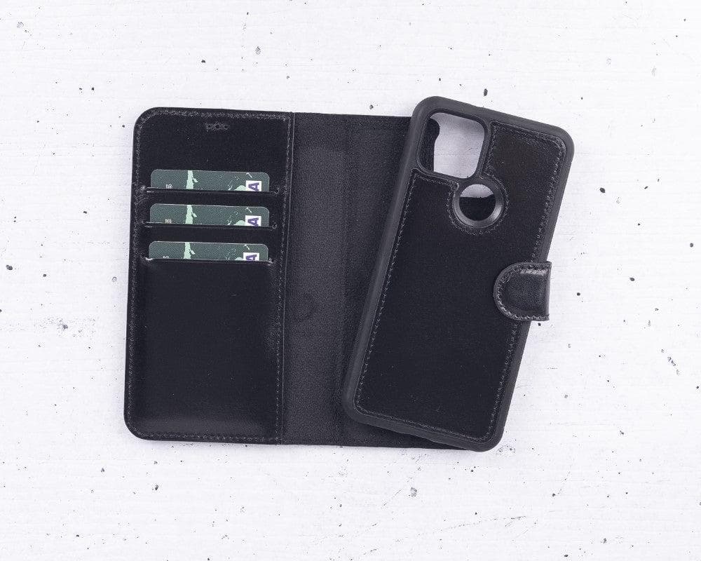 Google Pixel 6 and Pixel 5 Series Detachable Magnetic Wallet Leather Case Google Pixel 5 / Black Bouletta