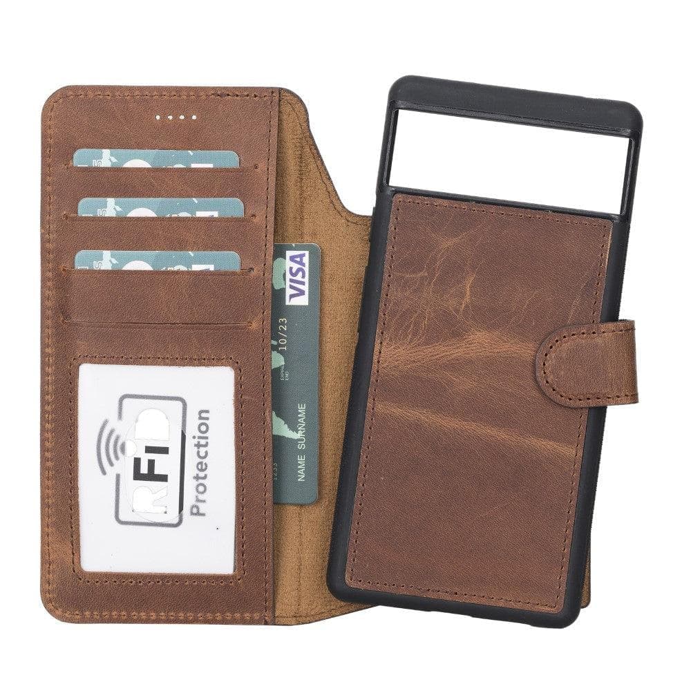 Google Pixel 6 and Pixel 5 Series Detachable Magnetic Wallet Leather Case Google Pixel 5 / Brown Bouletta