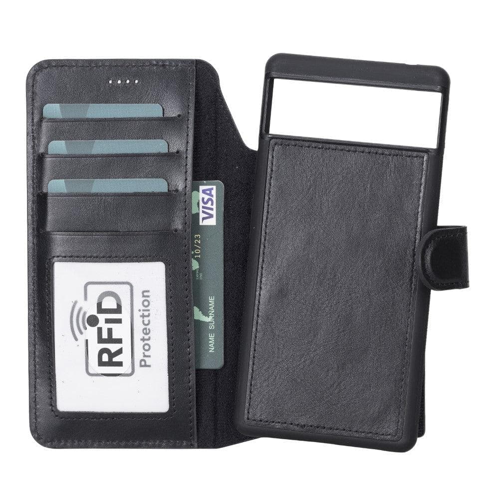Google Pixel 6 and Pixel 5 Series Detachable Magnetic Wallet Leather Case Google Pixel 6 / Black Bouletta