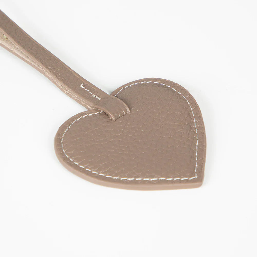 Heart Leather Bag Charm Mink Bouletta