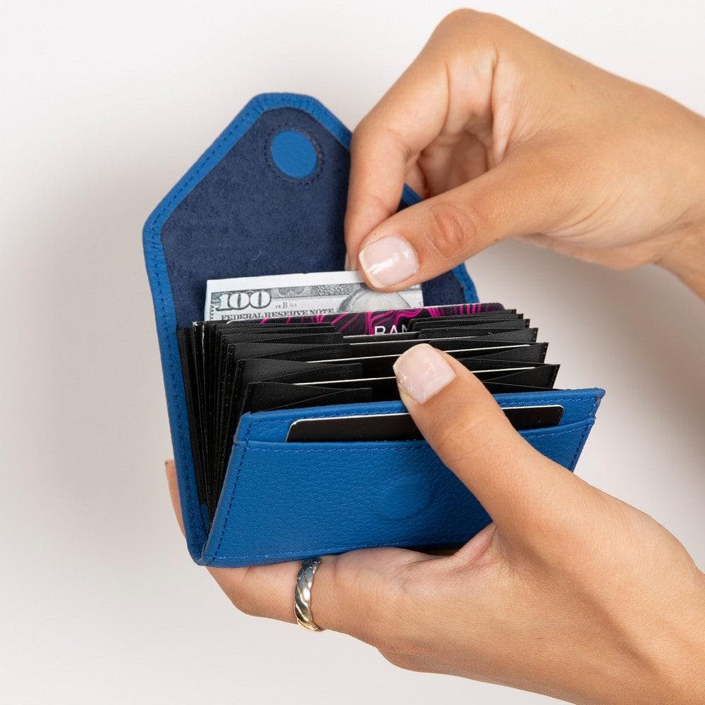 Interno Leather Card Holder Cerulean Bouletta