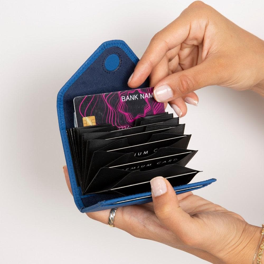 Interno Leather Card Holder Cerulean Bouletta