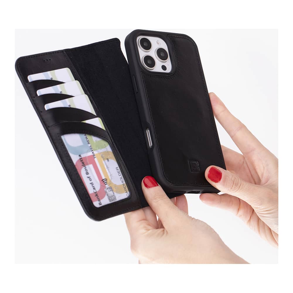 Leather iPhone 16 Pro Detachable Wallet Case