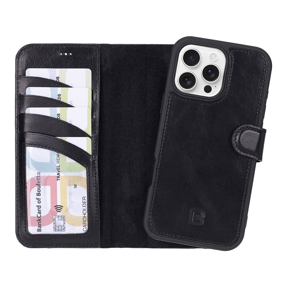 Leather iPhone 16 Pro Detachable Wallet Case