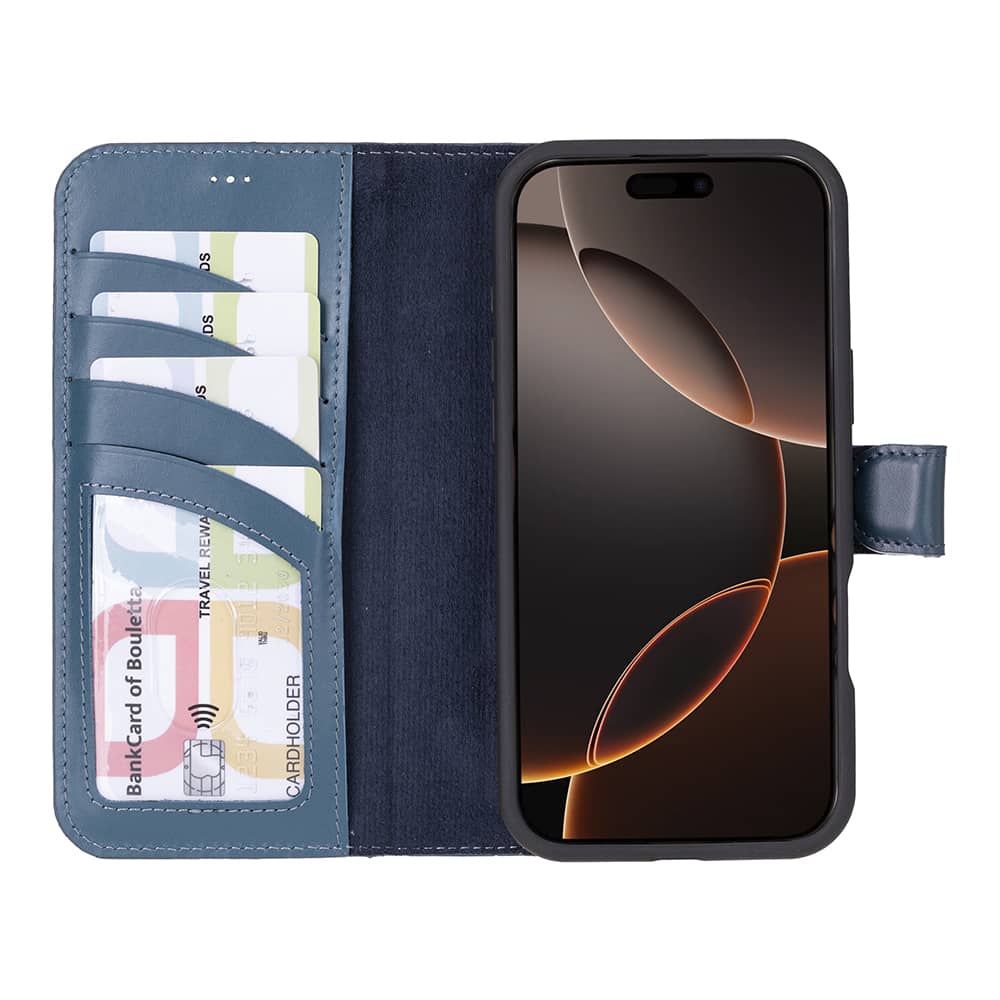 Leather iPhone 16 Pro Detachable Wallet Case