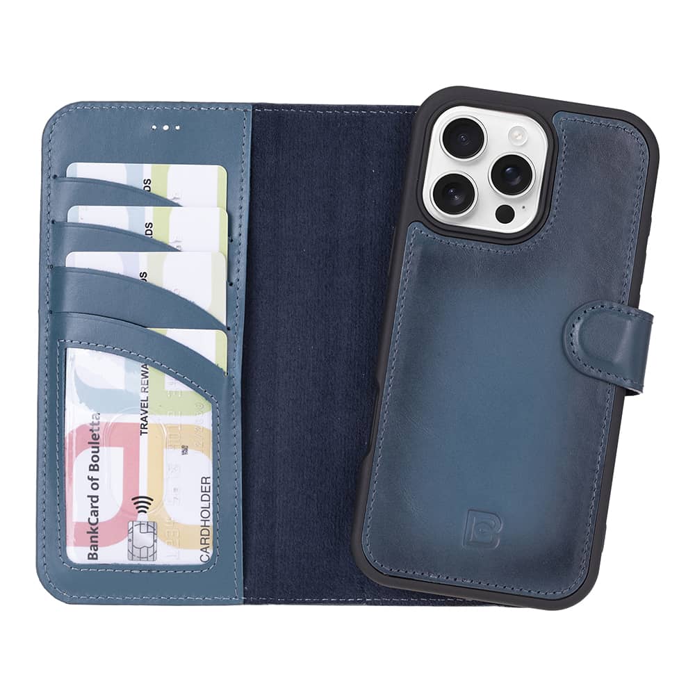 Leather iPhone 16 Pro Detachable Wallet Case