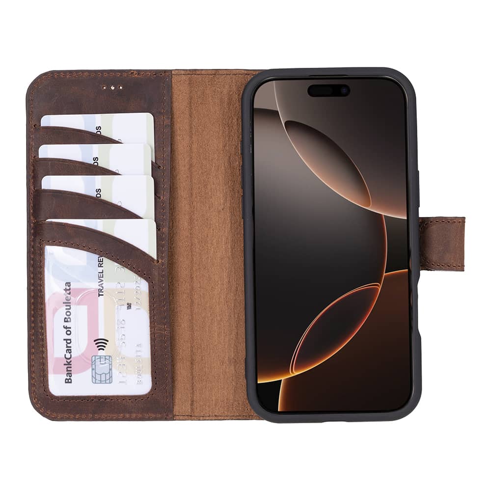 Leather iPhone 16 Pro Detachable Wallet Case