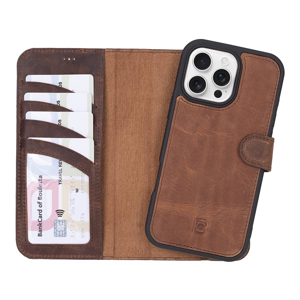 Leather iPhone 16 Pro Max Detachable Wallet Case