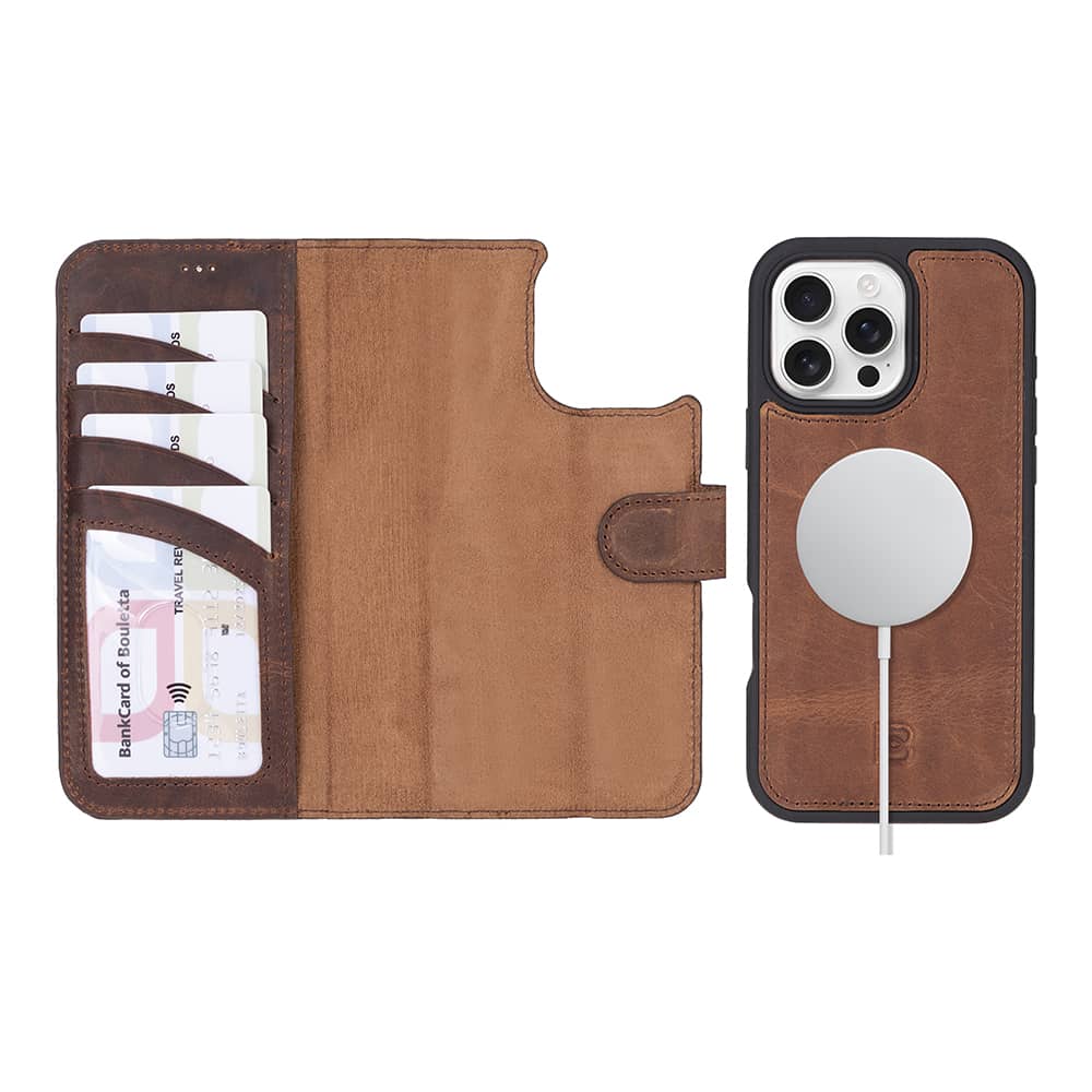 Leather iPhone 16 Pro Detachable Wallet Case