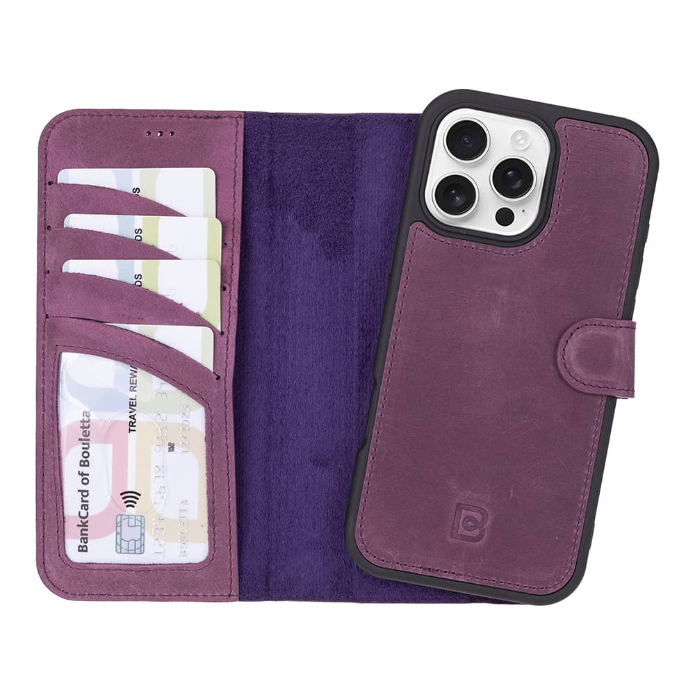 Leather iPhone 16 Pro Detachable Wallet Case