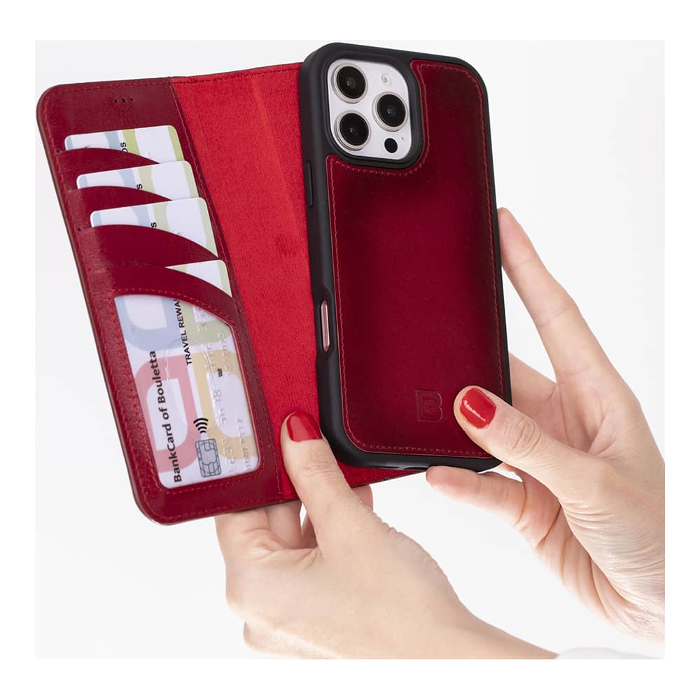 Leather iPhone 16 Pro Detachable Wallet Case