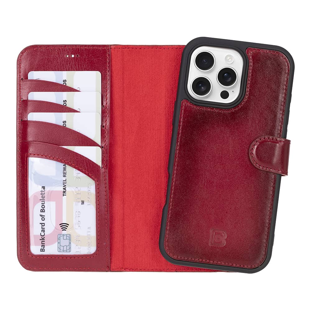 Leather iPhone 16 Pro Max Detachable Wallet Case