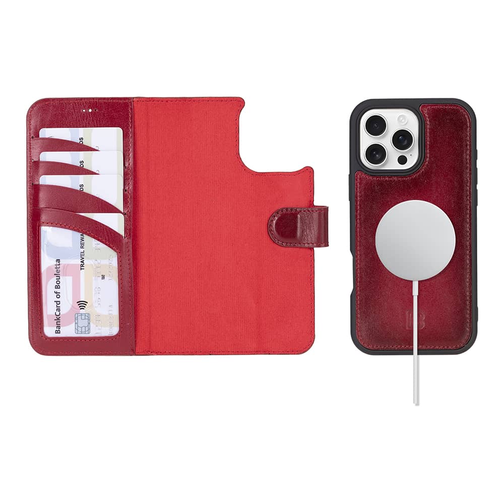 Leather iPhone 16 Pro Detachable Wallet Case