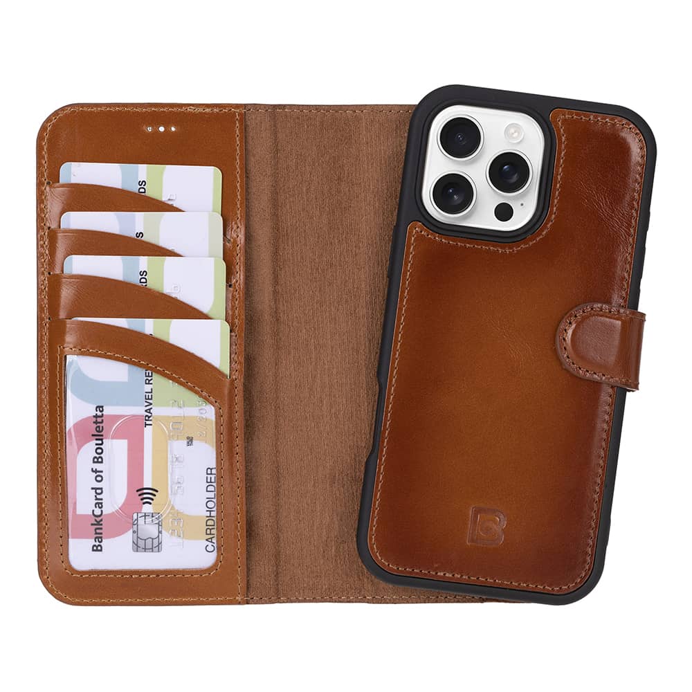 Leather iPhone 16 Pro Max Detachable Wallet Case