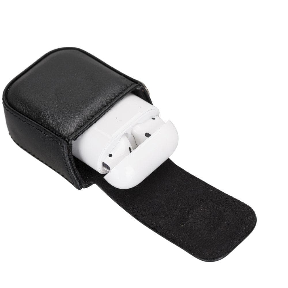 JOJO AirPods 1st and 2nd Generation Genuine Leather Case - RUSTIC BLACK RUSTIC BLACK Bouletta