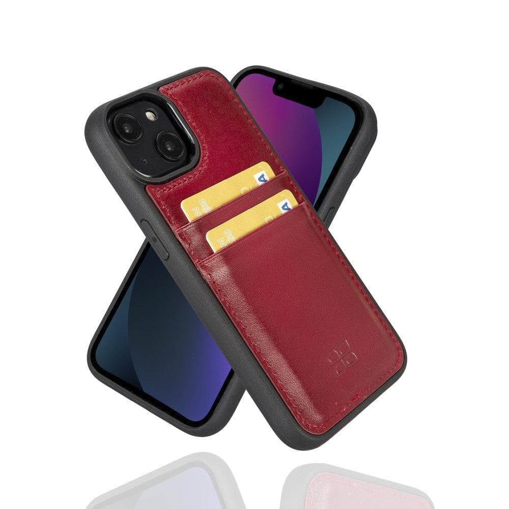 Leather Case for iPhone 15 Series with Card Holder iPhone 15 Plus / Red / Leather Bouletta LTD