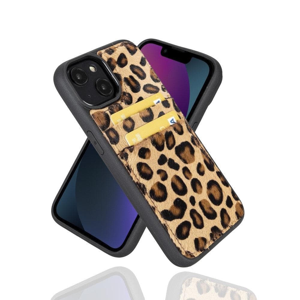 Leather Case for iPhone 15 Series with Card Holder iPhone 15 / Leopard / Leather Bouletta LTD