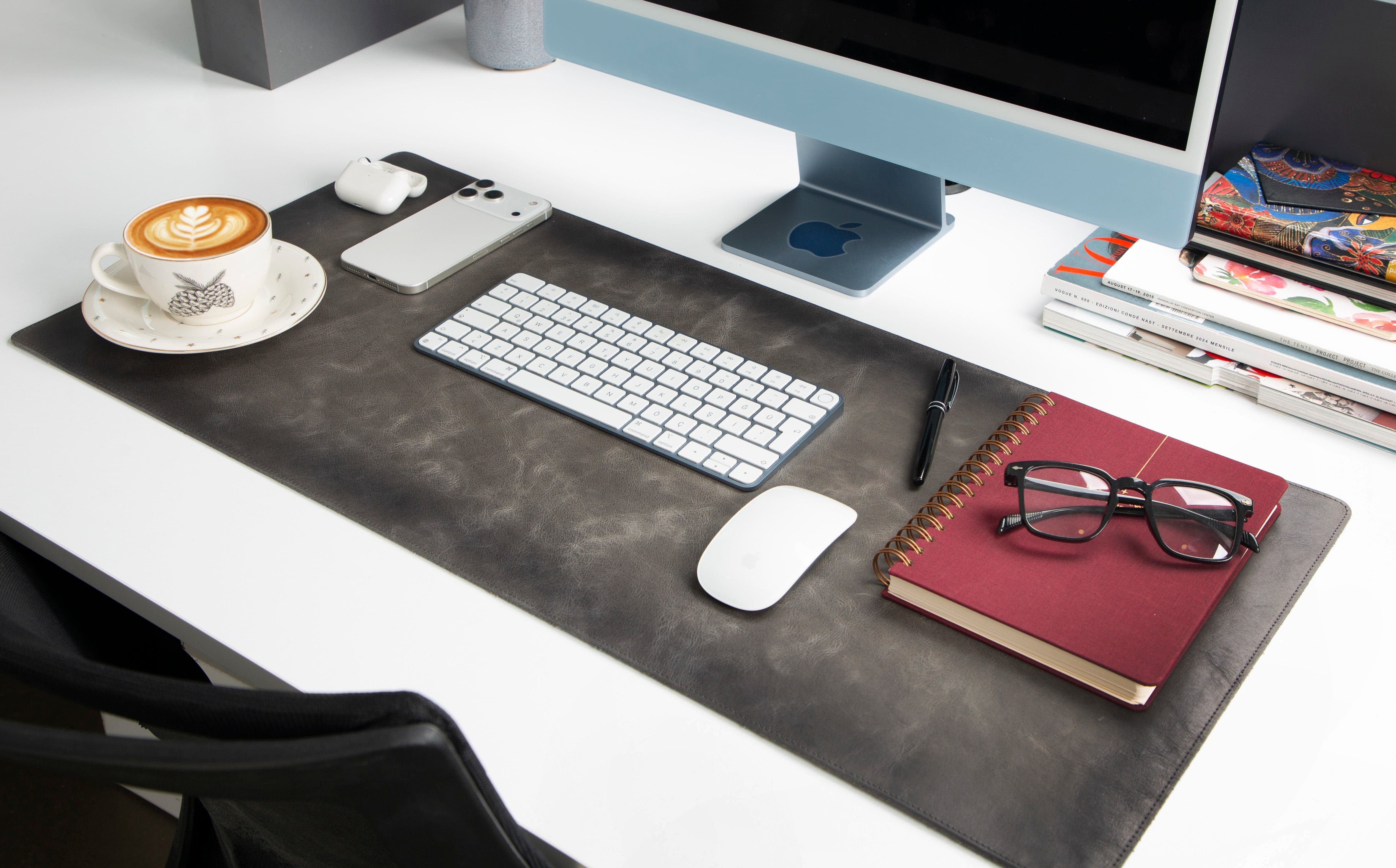 Leather Desk Mat Medium Gray Bouletta