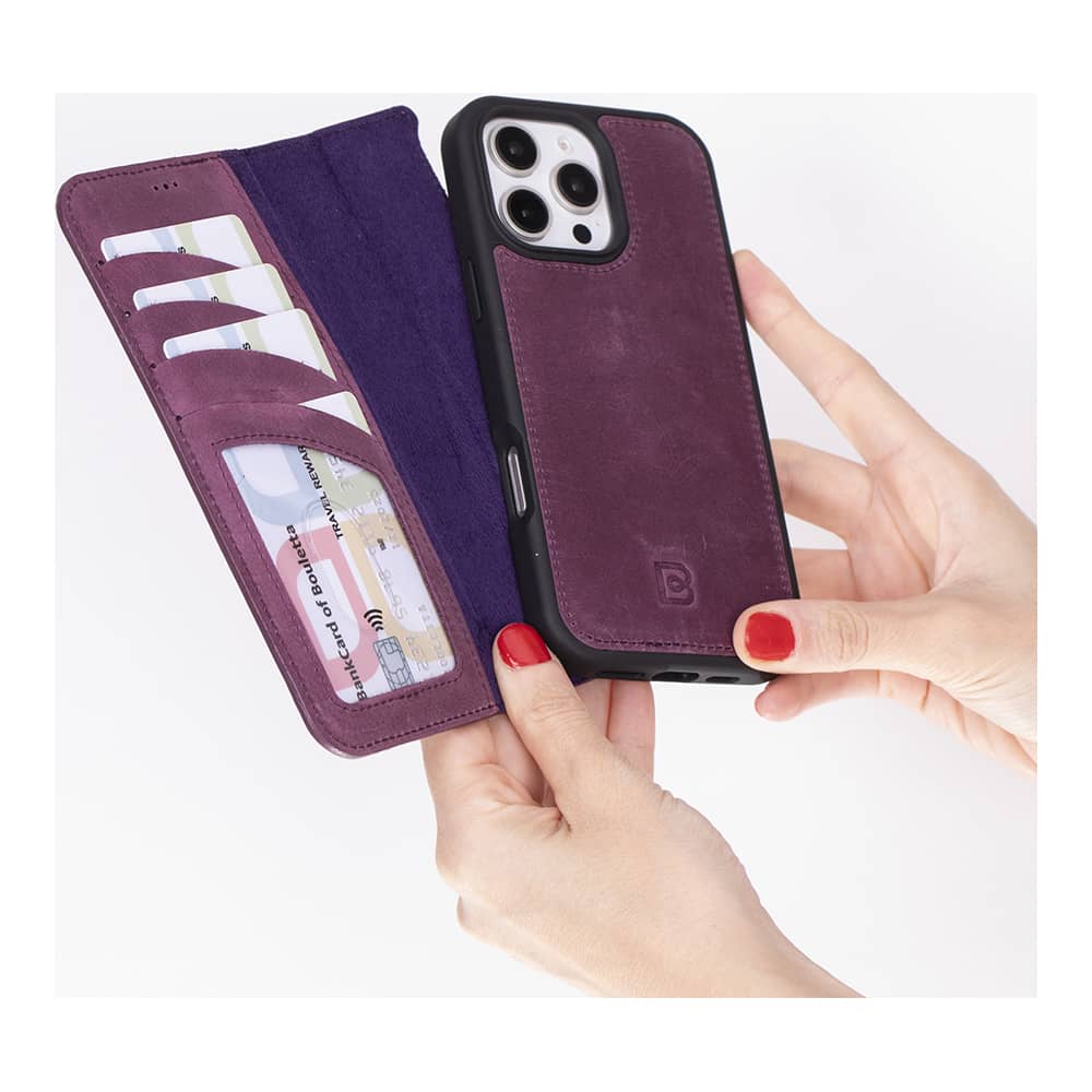 Leather iPhone 16 Pro Detachable Wallet Case Bouletta