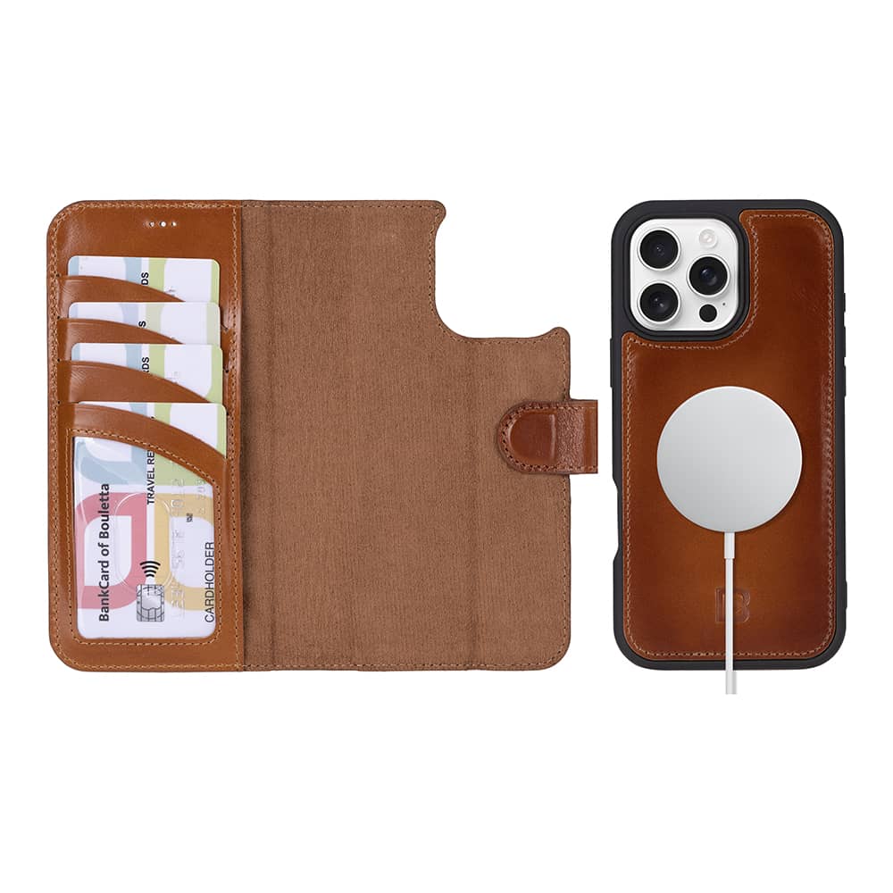 Leather iPhone 16 Pro Detachable Wallet Case Bouletta