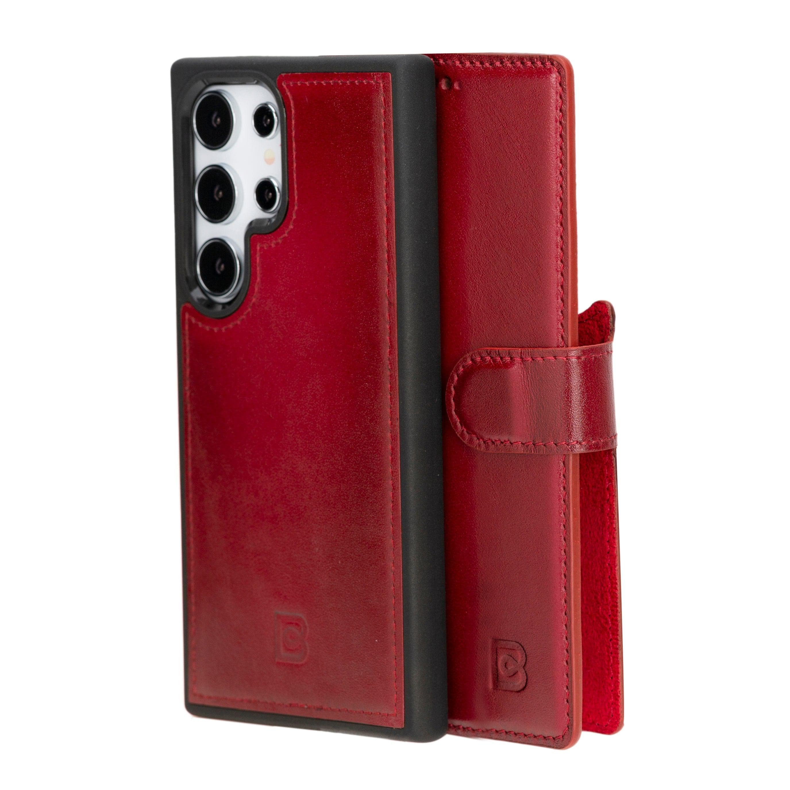 Leather Samsung Galaxy S24 Series Wallet Cases GALAXY S24 ULTRA / BURNISHED VEGETAL RED Bouletta