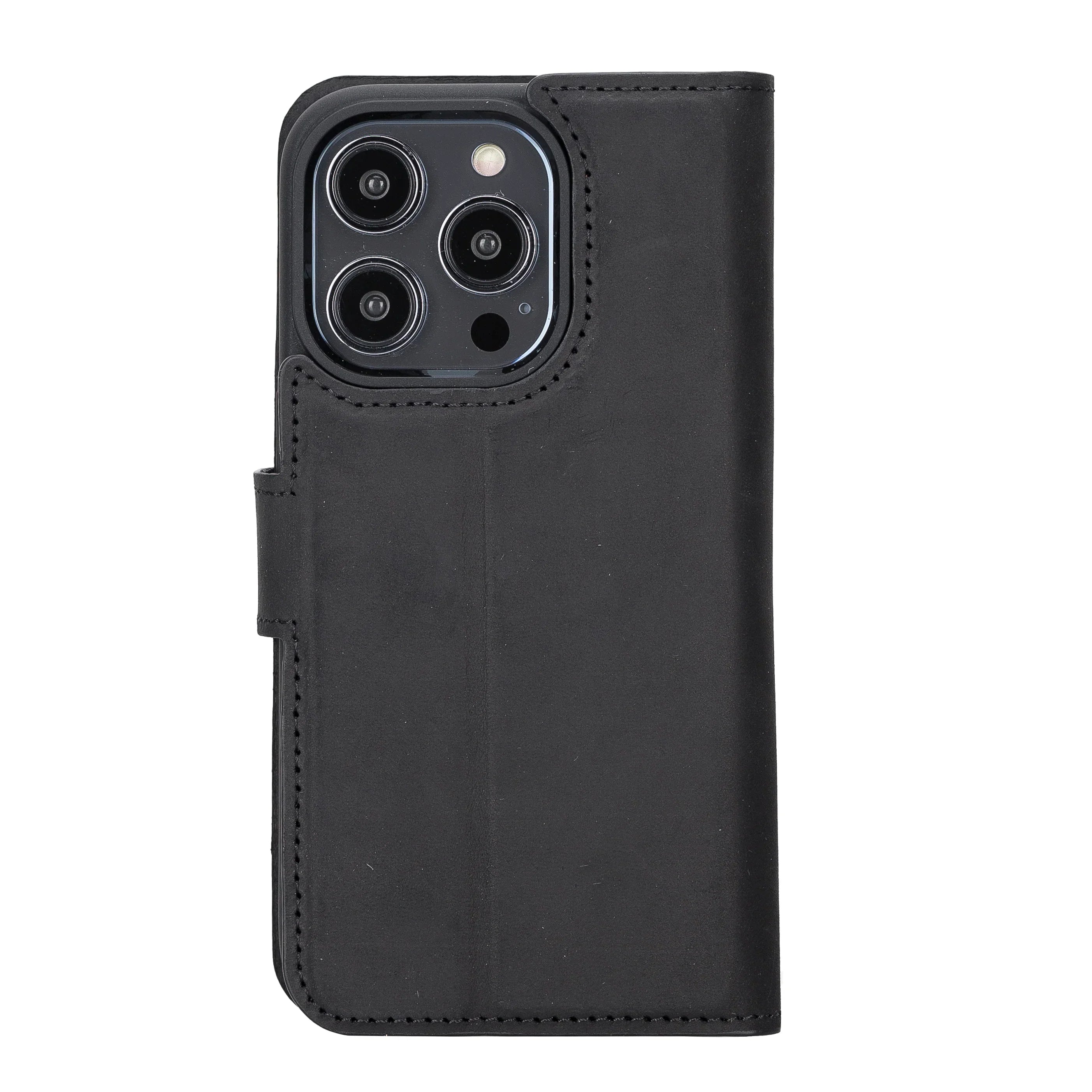 Liluri iPhone 14 Pro Detachable Leather Wallet Case Black Bouletta