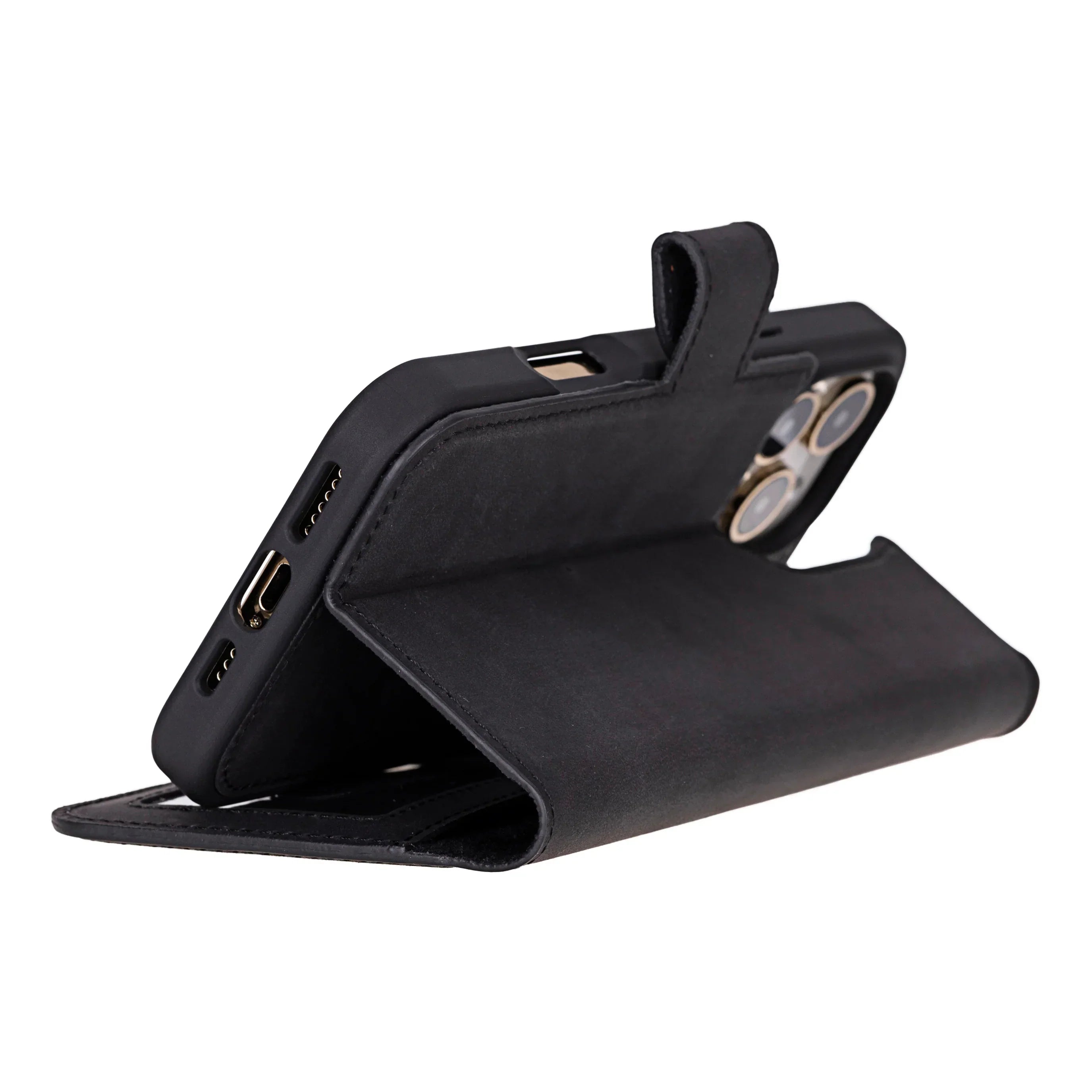 Liluri iPhone 16 Pro Max Detachable Leather Wallet Case Black Bouletta