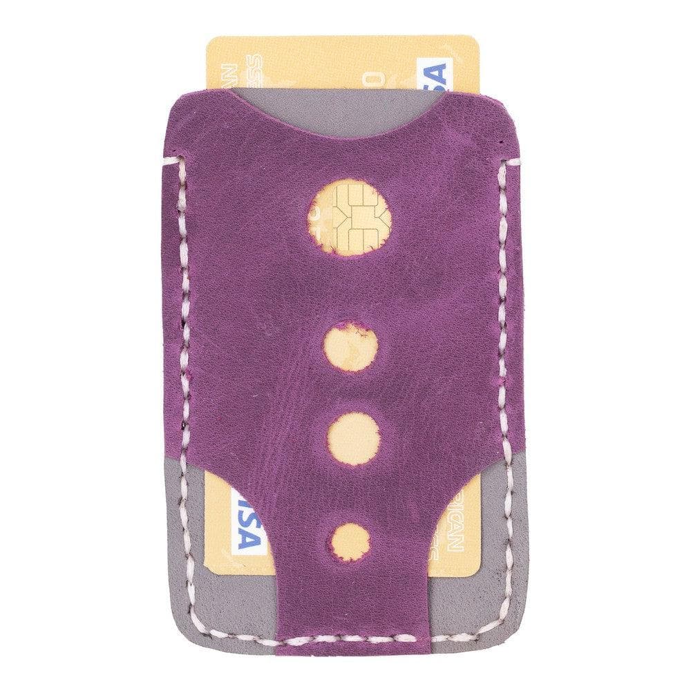 Lusso Geniune Leather Card Holder Antic Purple Vesselle Gray Bouletta