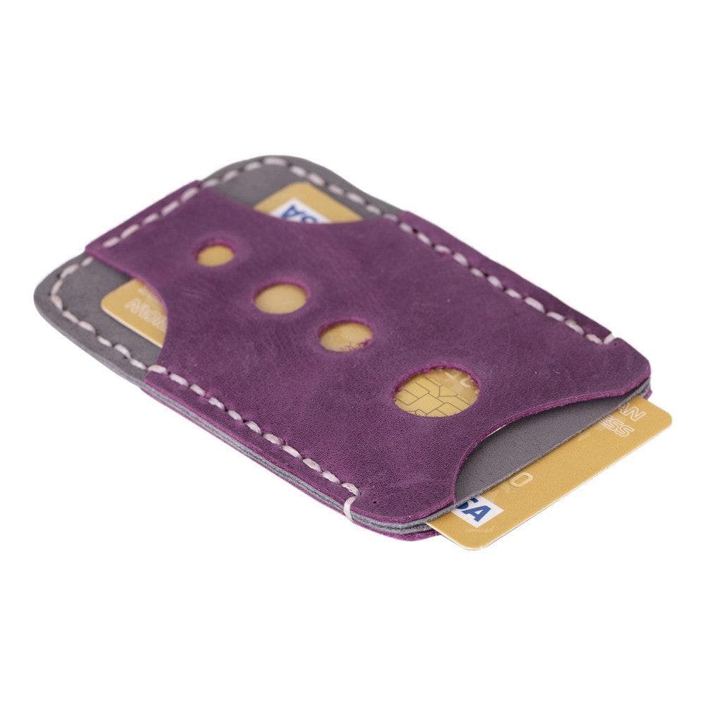 Lusso Geniune Leather Card Holder Antic Purple Vesselle Gray Bouletta