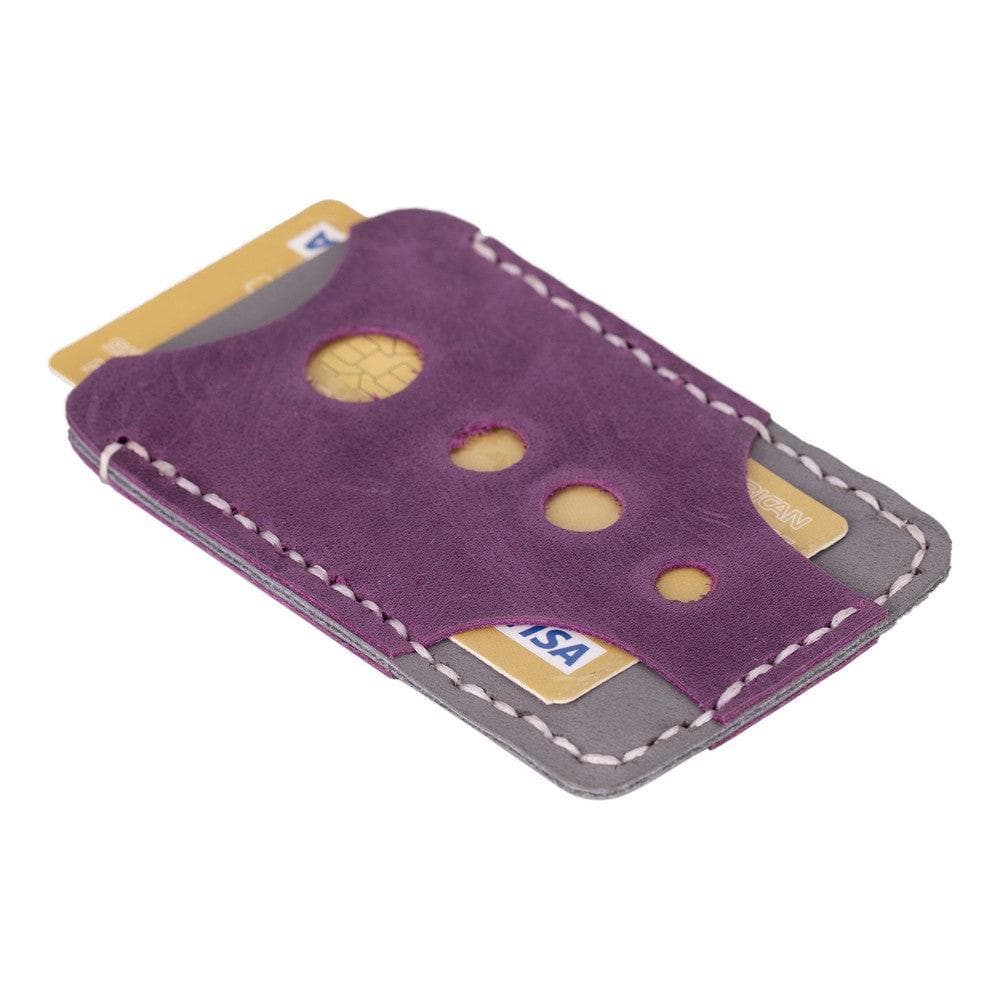 Lusso Geniune Leather Card Holder Antic Purple Vesselle Gray Bouletta