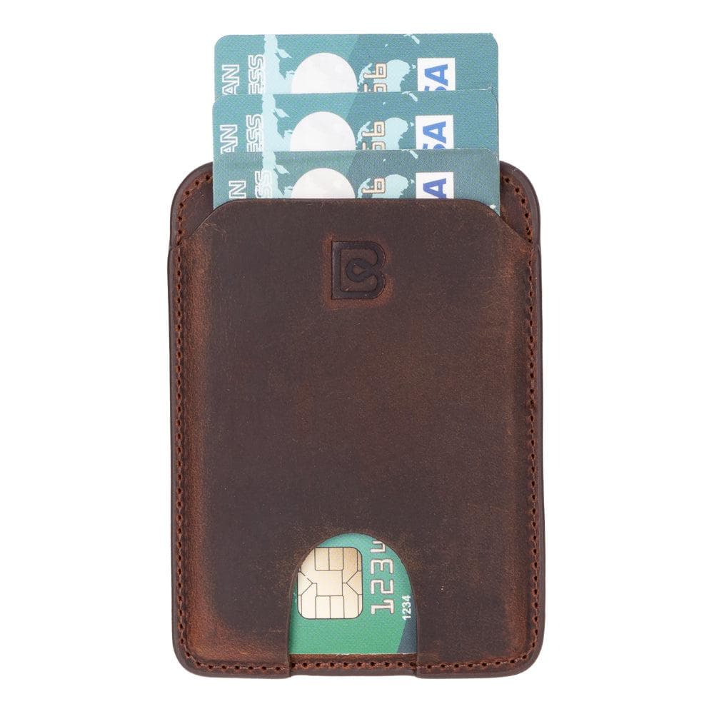 MagFit Leather Magnetic Card Holder Saddle Brown Bouletta