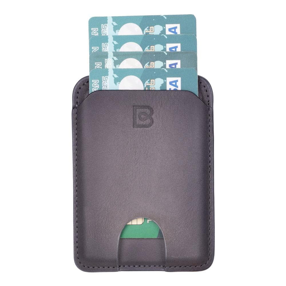 MagFit Leather Magnetic Card Holder Gray Bouletta