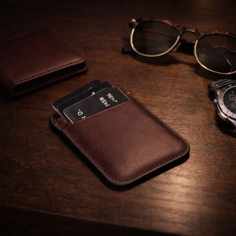 Maggy Fit CC Leather Magnetic Card Holder Espresso Brown Bouletta